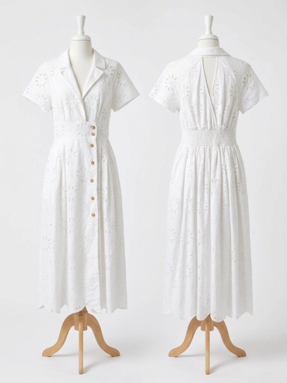Maeve by Anthropologie Cotton Eyelet Shirt Dress Size S